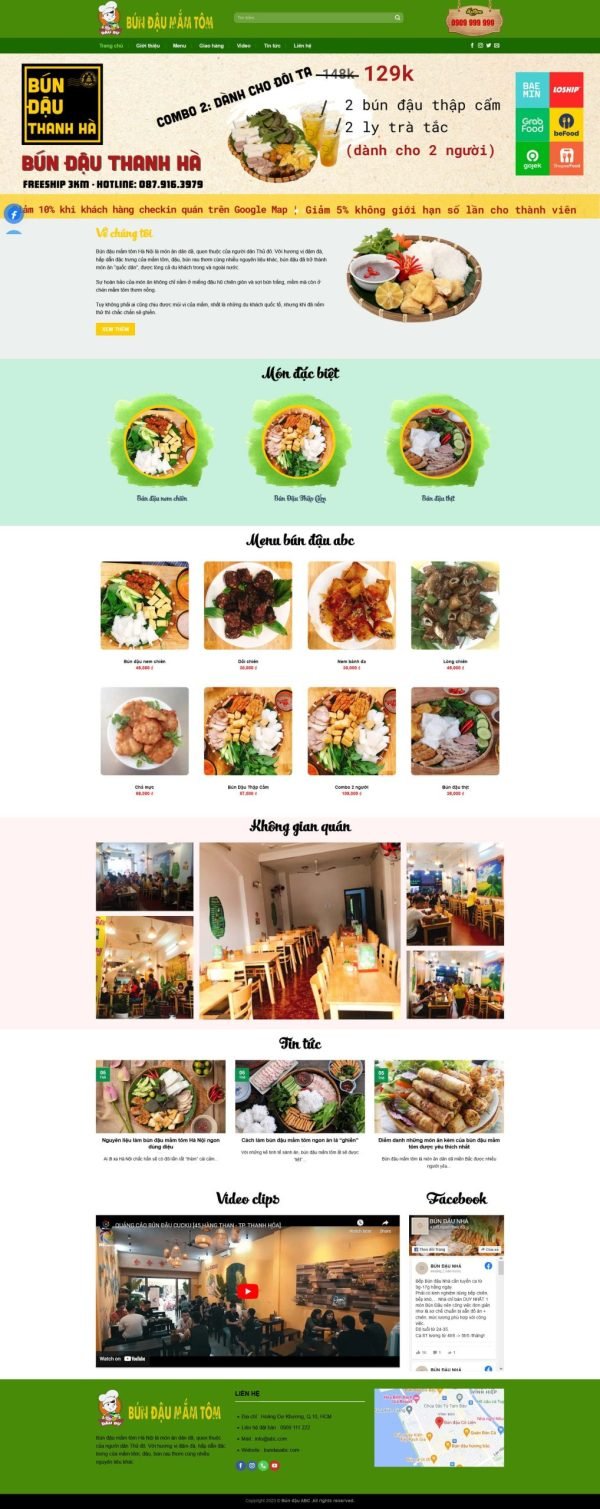 Theme wordpress quán ăn bún đậu mắm tôm