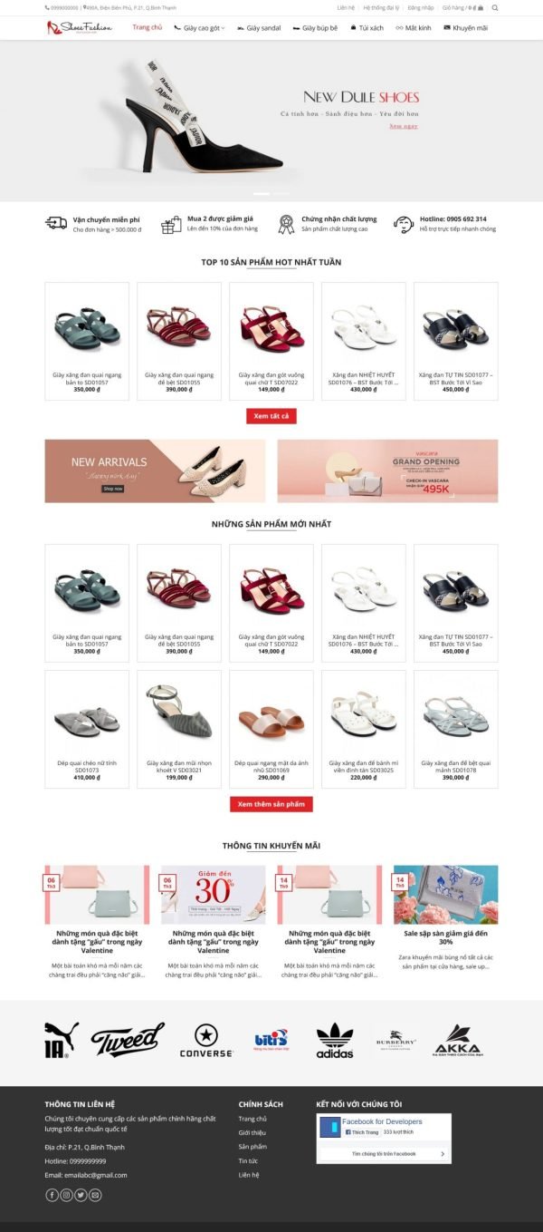 Theme wordpress shop giày nữ